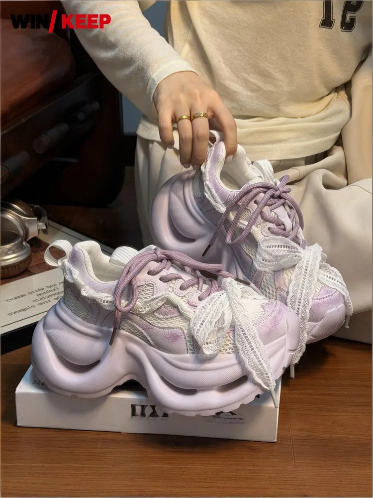 Women Sweet Running Sports Shoes Lace Bowknot Patchwork Breathable Mesh Summer Height Increasing Cushioning Platform Sneakers
Women Sweet Running Sports Shoes Lace Bowknot Patchwork Breathable Mesh Summer Height Increasing Cushioning Platform Sneakers