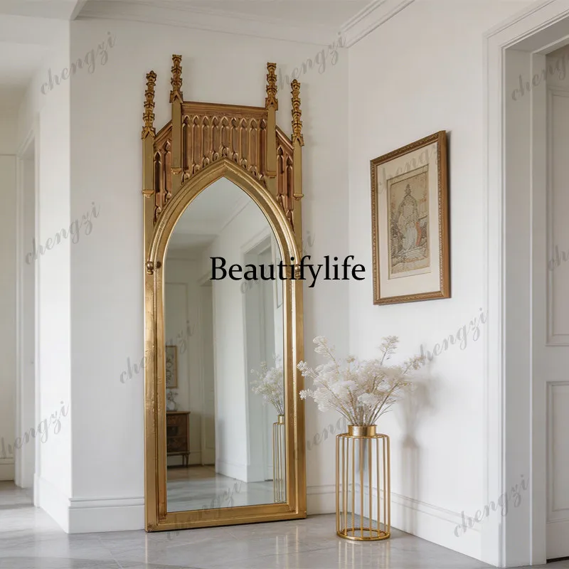French retro style arched vertical full-length mirror decorative full-length mirror high-end light luxury home
French retro style arched vertical full-length mirror decorative full-length mirror high-end light luxury home
