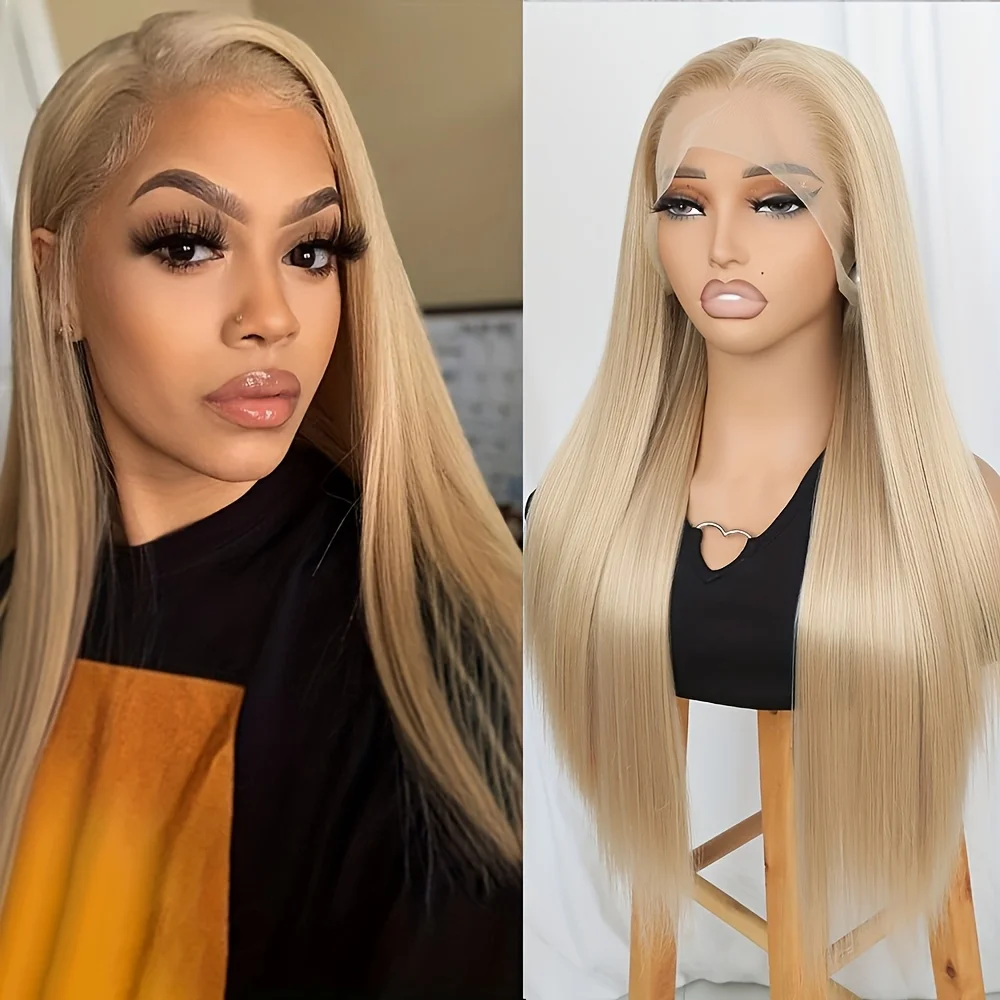 Blonde Long Silky Straight Hair Synthetic Lace Front Wigs 13x4 Free Part Glueless Pre Plucked Natural Hairline Women Daily Wear
Blonde Long Silky Straight Hair Synthetic Lace Front Wigs 13x4 Free Part Glueless Pre Plucked Natural Hairline Women Daily Wear