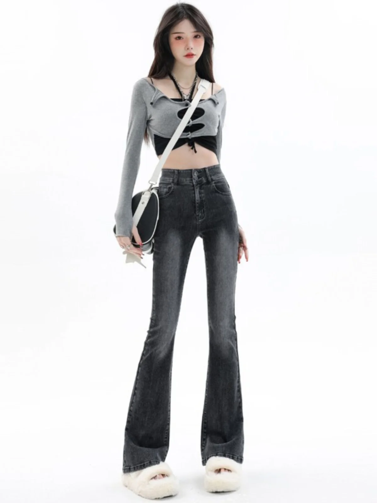 Retro American Cement ey Flared Jeans Women plus Size High Waist Elastic Spring Autumn Wide Leg Pants Slim Fit Bootcut
Retro American Cement ey Flared Jeans Women plus Size High Waist Elastic Spring Autumn Wide Leg Pants Slim Fit Bootcut