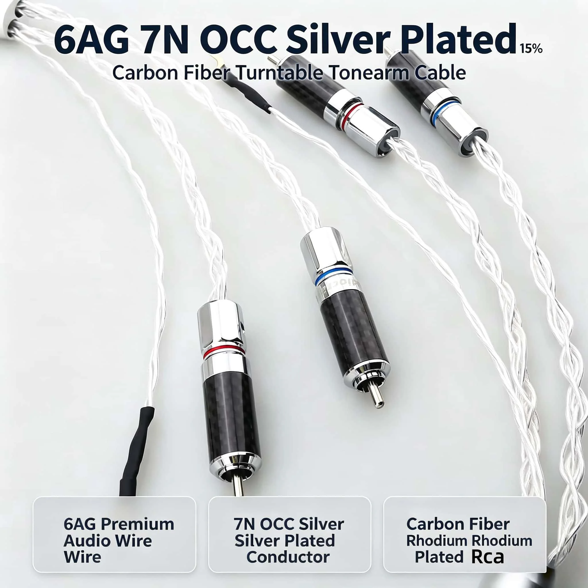 6AG HiFi Audio Phono Tonearm Cable OCC Silver Plated 2RCA Cable with Ground Wire LP Vinyl Chassis Record Player Amplifier
6AG HiFi Audio Phono Tonearm Cable OCC Silver Plated 2RCA Cable with Ground Wire LP Vinyl Chassis Record Player Amplifier