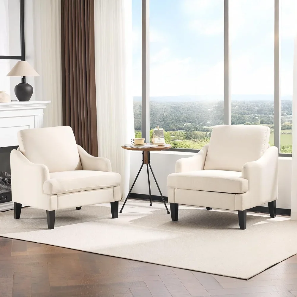 Linen Fabric Accent Chairs Set of 2, Beige Modern Upholstered Armchair, Comfy Sofa Chair Living Room Bedroom Furniture for
Linen Fabric Accent Chairs Set of 2, Beige Modern Upholstered Armchair, Comfy Sofa Chair Living Room Bedroom Furniture for