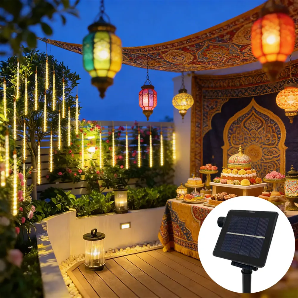 Ramadan Mubarak Outdoor Decorations LED Solar Meteor Shower Fairy Light String Eid Al-Adha Festival Supplies Wedding Room Decor
Ramadan Mubarak Outdoor Decorations LED Solar Meteor Shower Fairy Light String Eid Al-Adha Festival Supplies Wedding Room Decor