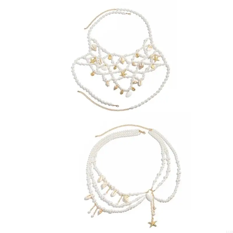 Fashionable Pearls Shell Set Body Chain Womens Body Jewelry Halter Bra Waist Chain for Pool and Beach Gatherings
Fashionable Pearls Shell Set Body Chain Womens Body Jewelry Halter Bra Waist Chain for Pool and Beach Gatherings