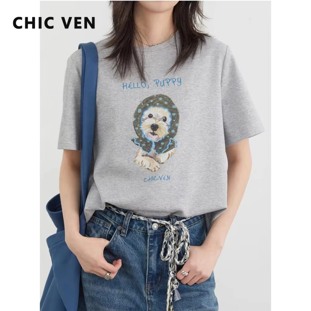 CHIC VEN T-Shirts Loose Casual New O Neck Dog Print Short Sleeved Female Tees Streetwear Top For Girl Summer 2025 Clothing
CHIC VEN T-Shirts Loose Casual New O Neck Dog Print Short Sleeved Female Tees Streetwear Top For Girl Summer 2025 Clothing