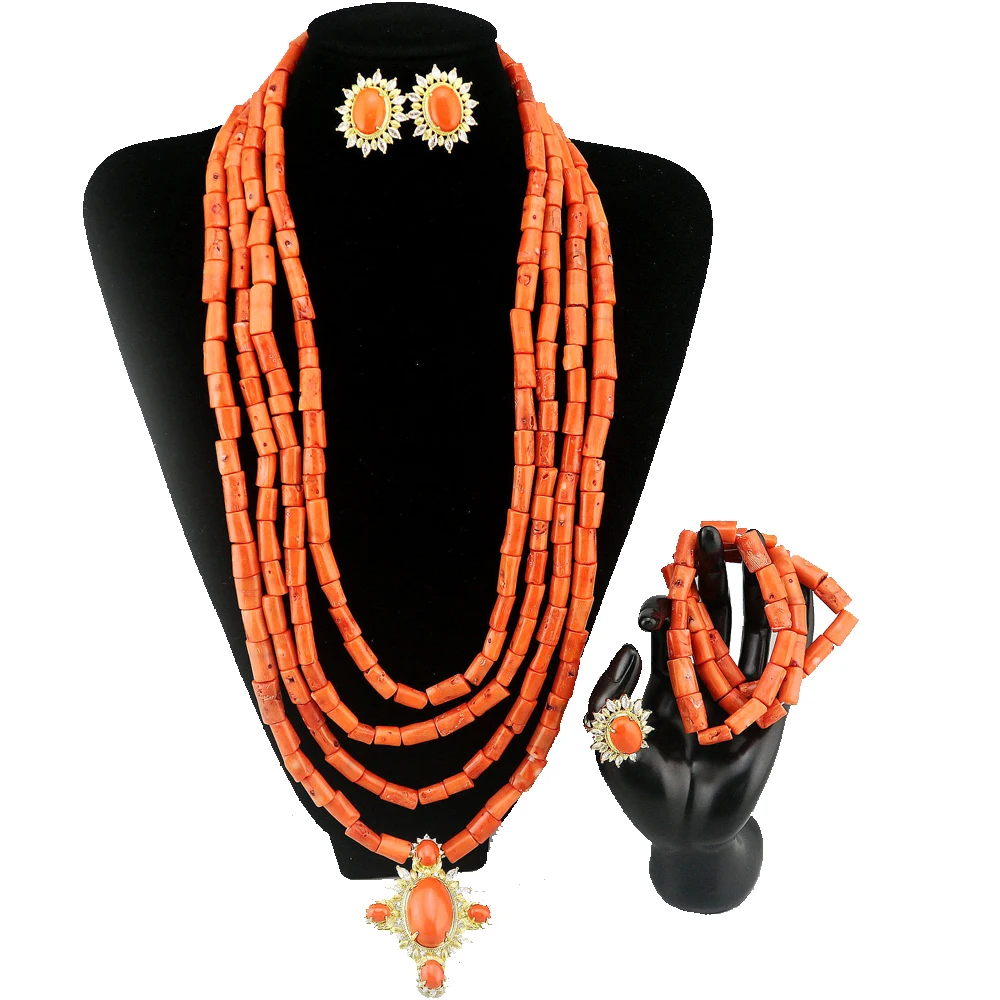 Luxury Nigerian Wedding African Natural Coral Beads Jewelry Set Big Bead Necklace Bracelet Earrings Ring for Women Bride Gift
Luxury Nigerian Wedding African Natural Coral Beads Jewelry Set Big Bead Necklace Bracelet Earrings Ring for Women Bride Gift