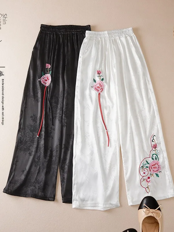 High Waist Embroidered Wide Leg Casual Pants Women's New Sle Loose Fit Ethnic Trousers Korean Sle Commute Wind
High Waist Embroidered Wide Leg Casual Pants Women's New Sle Loose Fit Ethnic Trousers Korean Sle Commute Wind