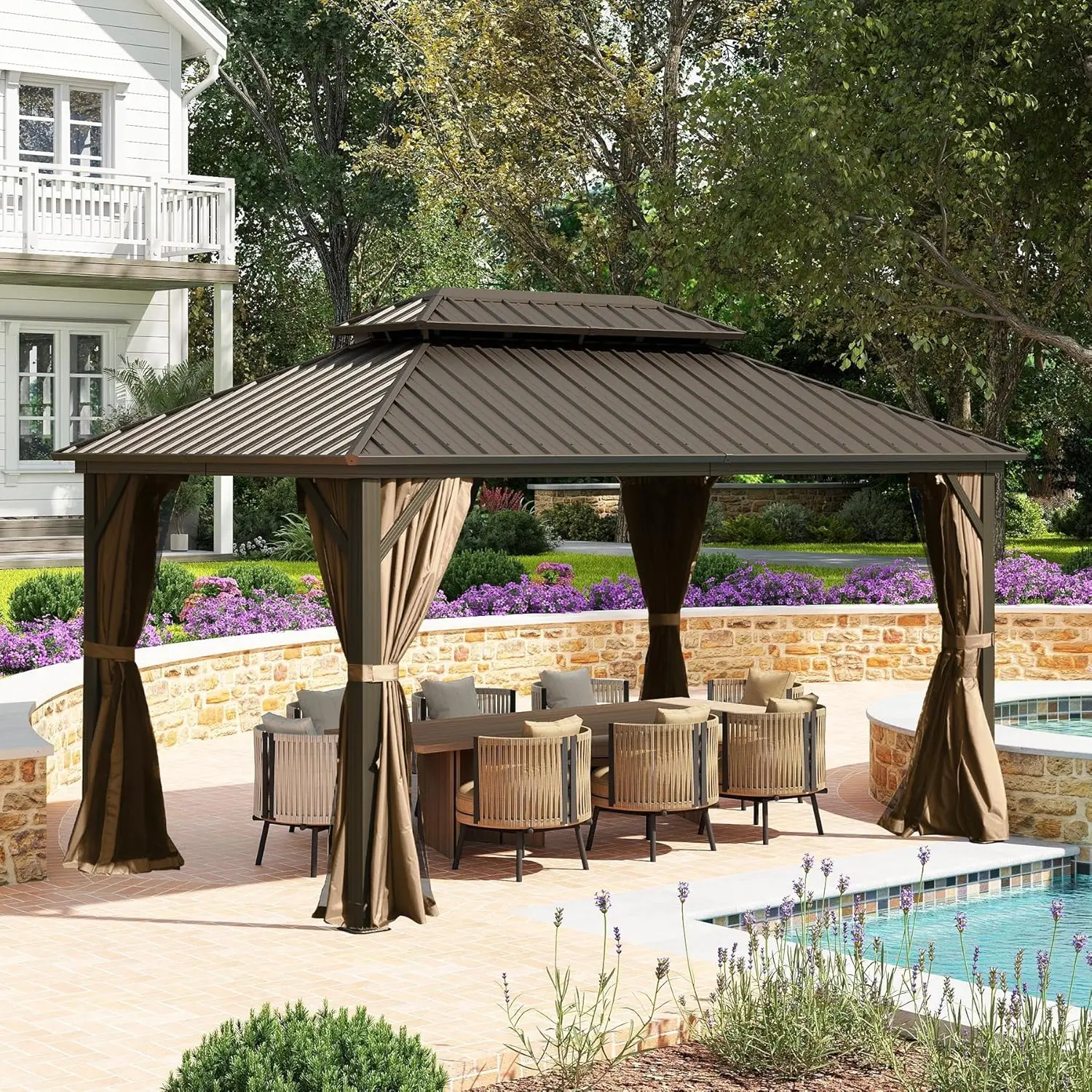 Domi 10x14FT Outdoor Gazebo, Patio Gazebo with Galvanized Steel, Hardtop Gazbo for Patio, Deck, Backyard, Curtain, Customized
Domi 10x14FT Outdoor Gazebo, Patio Gazebo with Galvanized Steel, Hardtop Gazbo for Patio, Deck, Backyard, Curtain, Customized