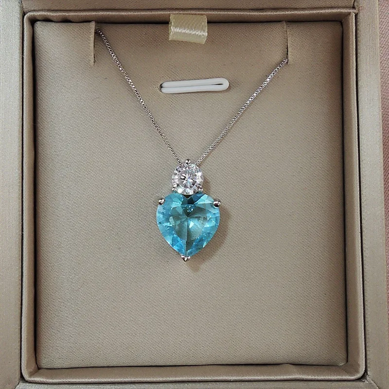 Jewelry European and American style necklace for women with Paraiba heart-shaped 20*20 large pendant, fashionable necklace for w
Jewelry European and American style necklace for women with Paraiba heart-shaped 20*20 large pendant, fashionable necklace for w