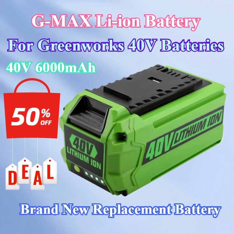 For Greenworks Batteries 40V 6Ah GreenWorks G-MAX Li-ion Battery Manufacturer Replacement Battery for Lawn Mower Power Tools
For Greenworks Batteries 40V 6Ah GreenWorks G-MAX Li-ion Battery Manufacturer Replacement Battery for Lawn Mower Power Tools