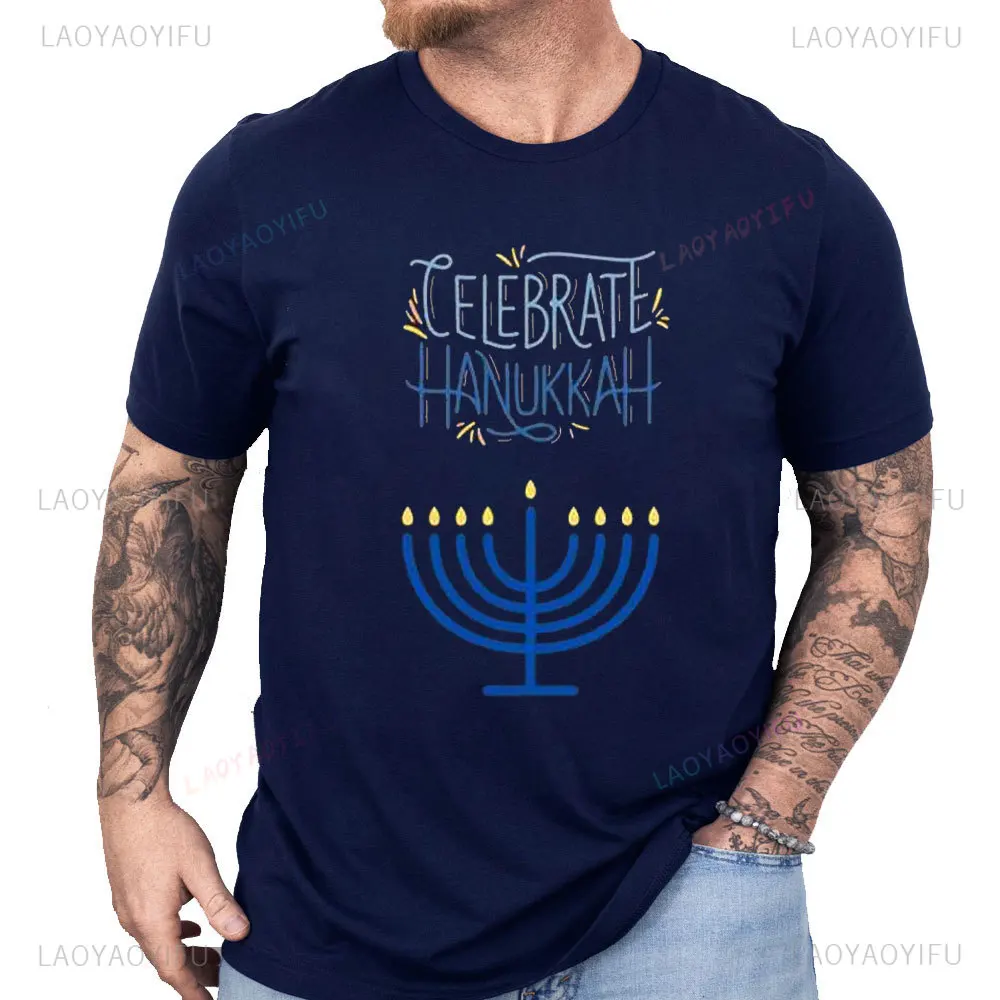 Celebrate Hanukkah Summer Quality Men T-Shirt Short Sleeve XS-3XL Tops Graphic Hanukkah Clothing
Celebrate Hanukkah Summer Quality Men T-Shirt Short Sleeve XS-3XL Tops Graphic Hanukkah Clothing