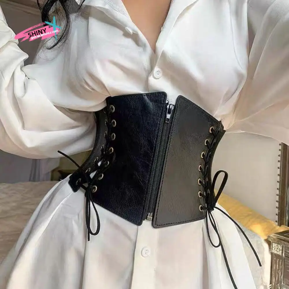 Personality PU Leather Zipper Cummerbunds Dress Girdle High Waist Female Waistband Strap Wide Waist Belt Women
Personality PU Leather Zipper Cummerbunds Dress Girdle High Waist Female Waistband Strap Wide Waist Belt Women