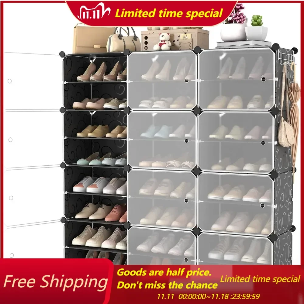 Portable Shoe Rack Organizer with Door, 48 Pairs Shoe Storage Cabinet Easy Assembly, Plastic Adjustable Shoe Organizer
Portable Shoe Rack Organizer with Door, 48 Pairs Shoe Storage Cabinet Easy Assembly, Plastic Adjustable Shoe Organizer