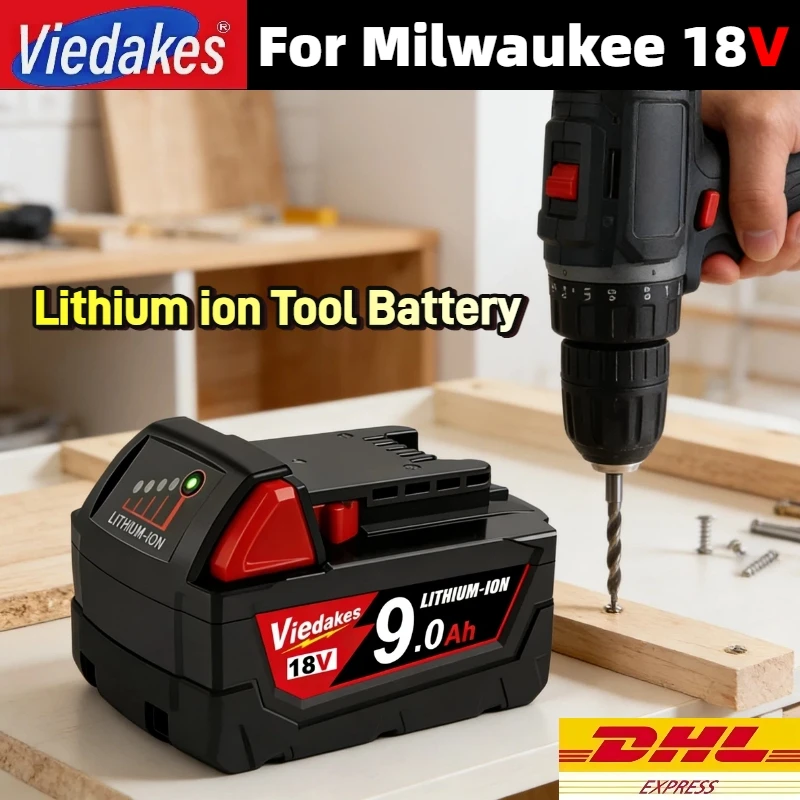 VIEDAKES 18V 9.0AH batteries, for Milwaukee 18V battery 48-11-1860 2604-20 2646-20 Power Tools Replacement Battery
VIEDAKES 18V 9.0AH batteries, for Milwaukee 18V battery 48-11-1860 2604-20 2646-20 Power Tools Replacement Battery