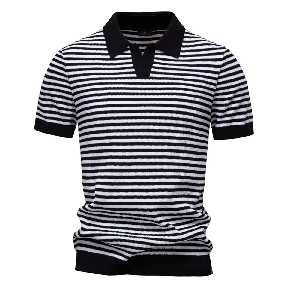 2025 Summer Fashion Men's Casual Trendy Striped Loose Short Sleeve Turn-down Collar T-shirts Knitted Polo Shirts Male Clothes
2025 Summer Fashion Men's Casual Trendy Striped Loose Short Sleeve Turn-down Collar T-shirts Knitted Polo Shirts Male Clothes
