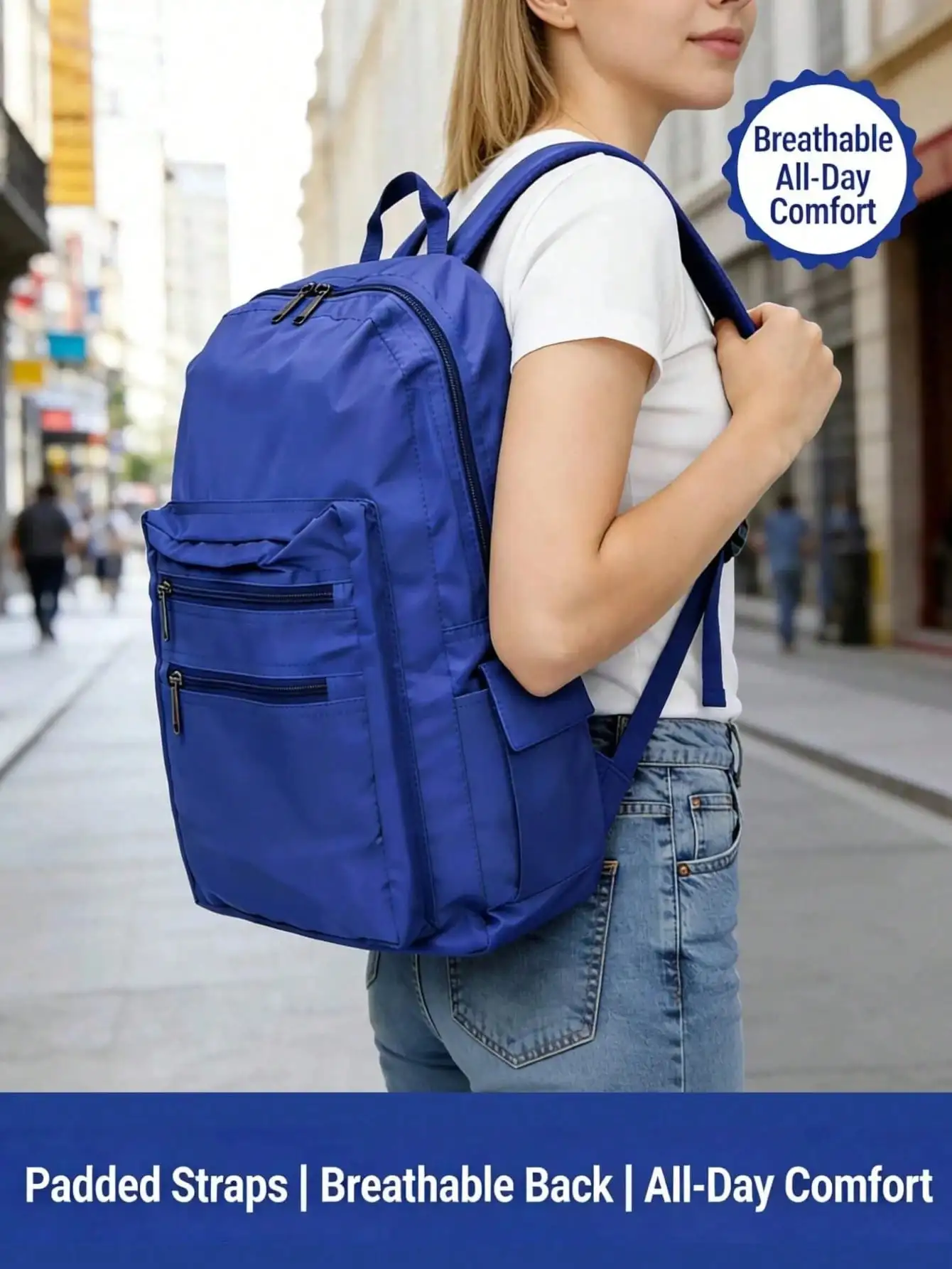 Travel Backpack Women Bag Solid Blue Color, 16 Inch Laptop Business Work Backpack, Lightweight & Multi-Pocket, Professional And Fashionable Travel Bag,For College Student, Business Computer Backpack, And School Backpack, 1PC
Travel Backpack Women Bag Solid Blue Color, 16 Inch Laptop Business Work Backpack, Lightweight & Multi-Pocket, Professional And Fashionable Travel Bag,For College Student, Business Computer Backpack, And School Backpack, 1PC