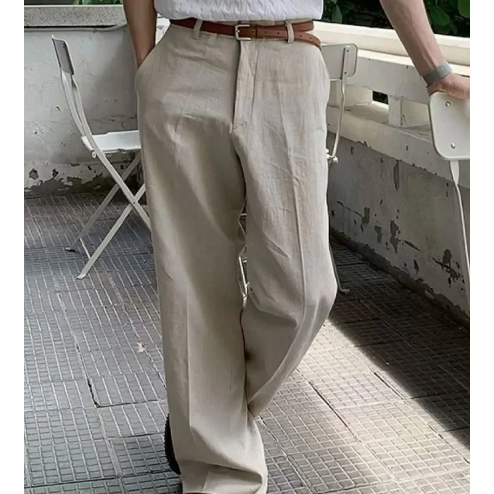 Mens Pleated Less Suit Pants Loose Straight Leg Blend Fabric Casual Trousers Fashion Comfortable Breathable Business Casual Offi
Mens Pleated Less Suit Pants Loose Straight Leg Blend Fabric Casual Trousers Fashion Comfortable Breathable Business Casual Offi