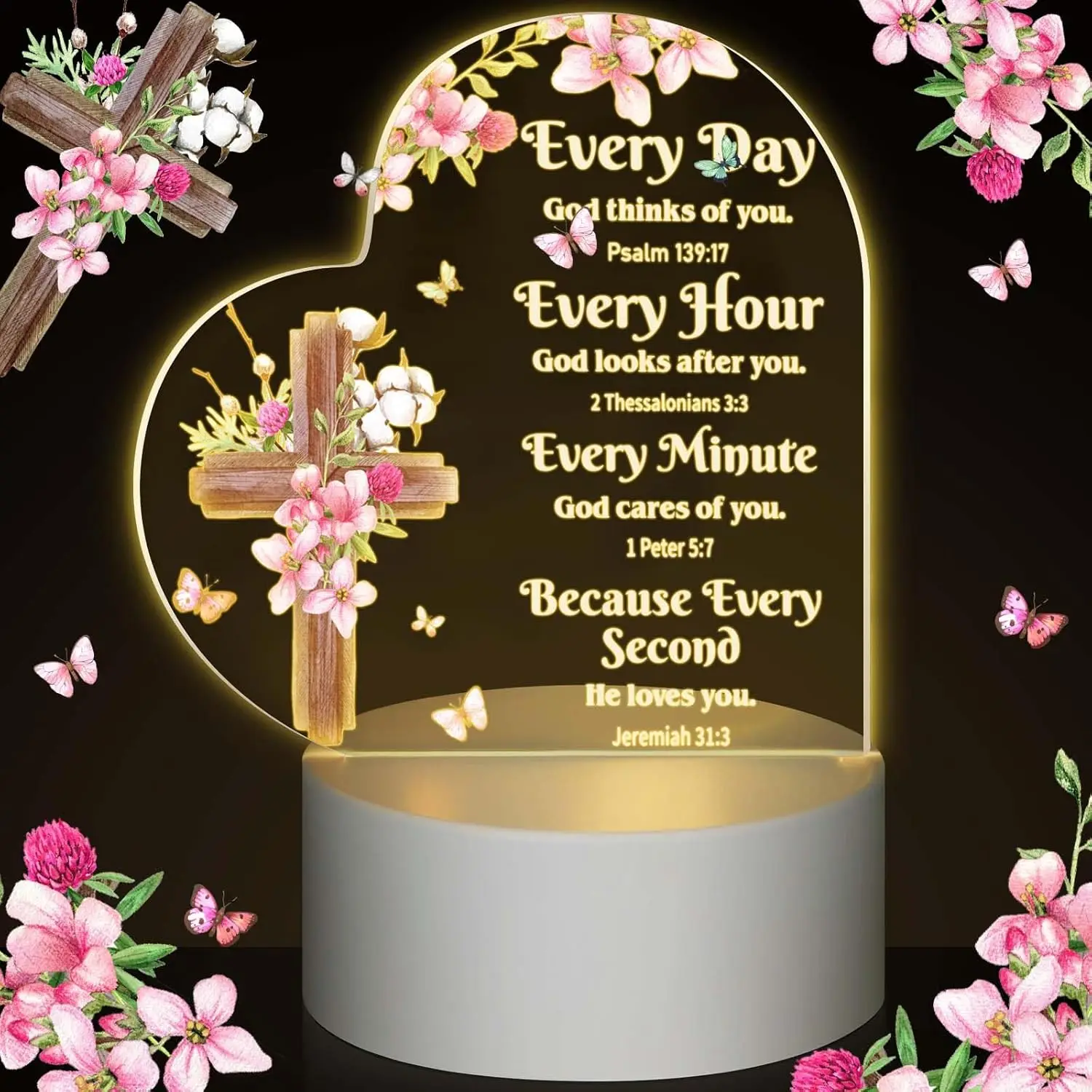 Heart Shape LED Night Light with Bible Verse for Women Inspirational Gift Warm Light USB Powered
Heart Shape LED Night Light with Bible Verse for Women Inspirational Gift Warm Light USB Powered