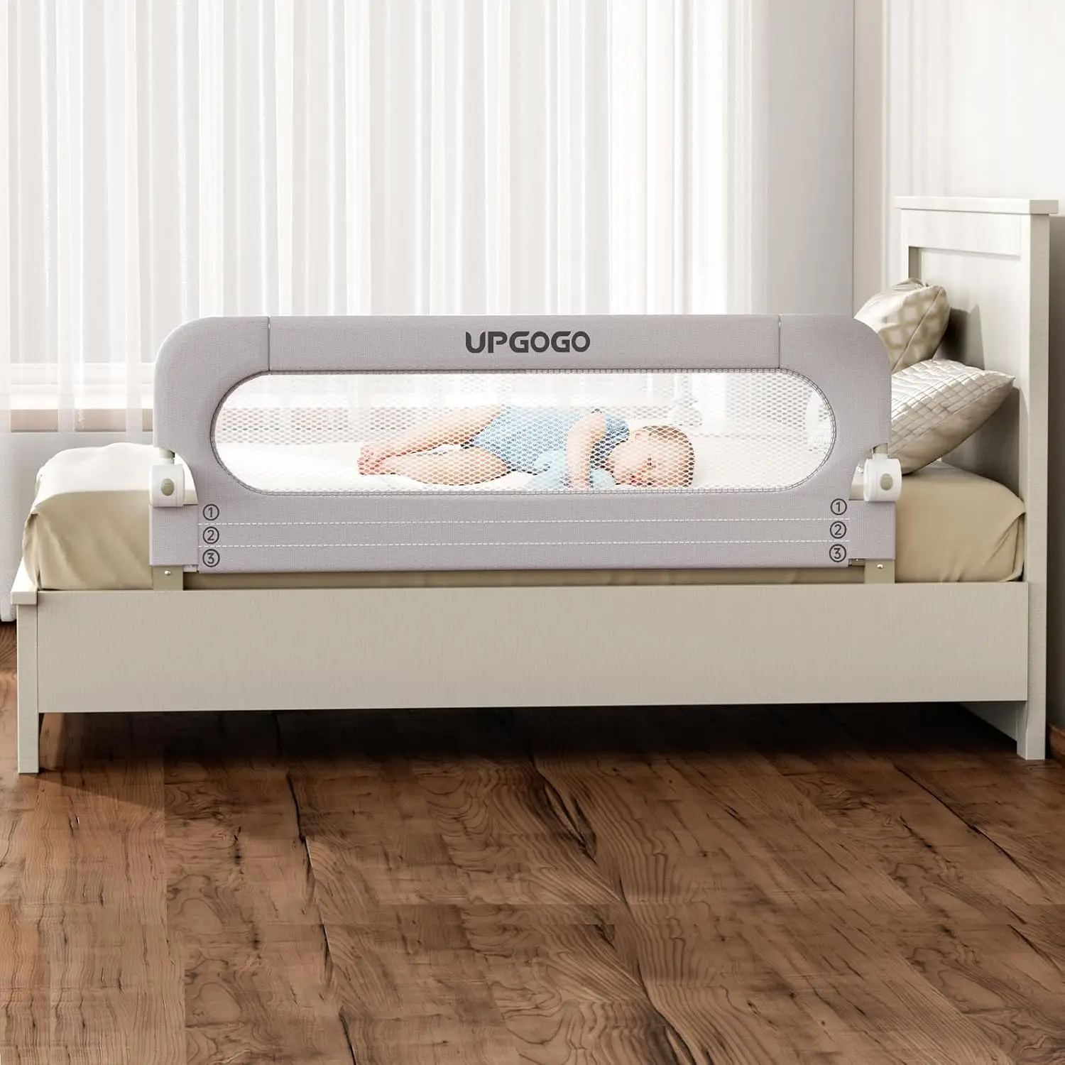 Foldable Toddler Bed Rail Guard with Safety Lock, Fits Twin to King Size Beds, Grey 59"x23.6"
Foldable Toddler Bed Rail Guard with Safety Lock, Fits Twin to King Size Beds, Grey 59"x23.6"
