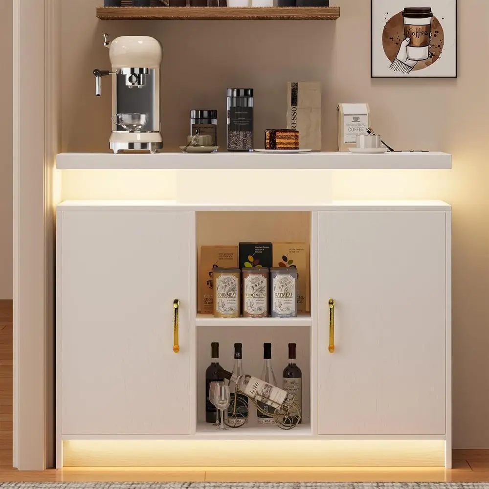 Illuminated Bar Cabinet with Floating Countertop, Sideboard with Charging Station, Suitable for Living Room and Kitchen, White
Illuminated Bar Cabinet with Floating Countertop, Sideboard with Charging Station, Suitable for Living Room and Kitchen, White