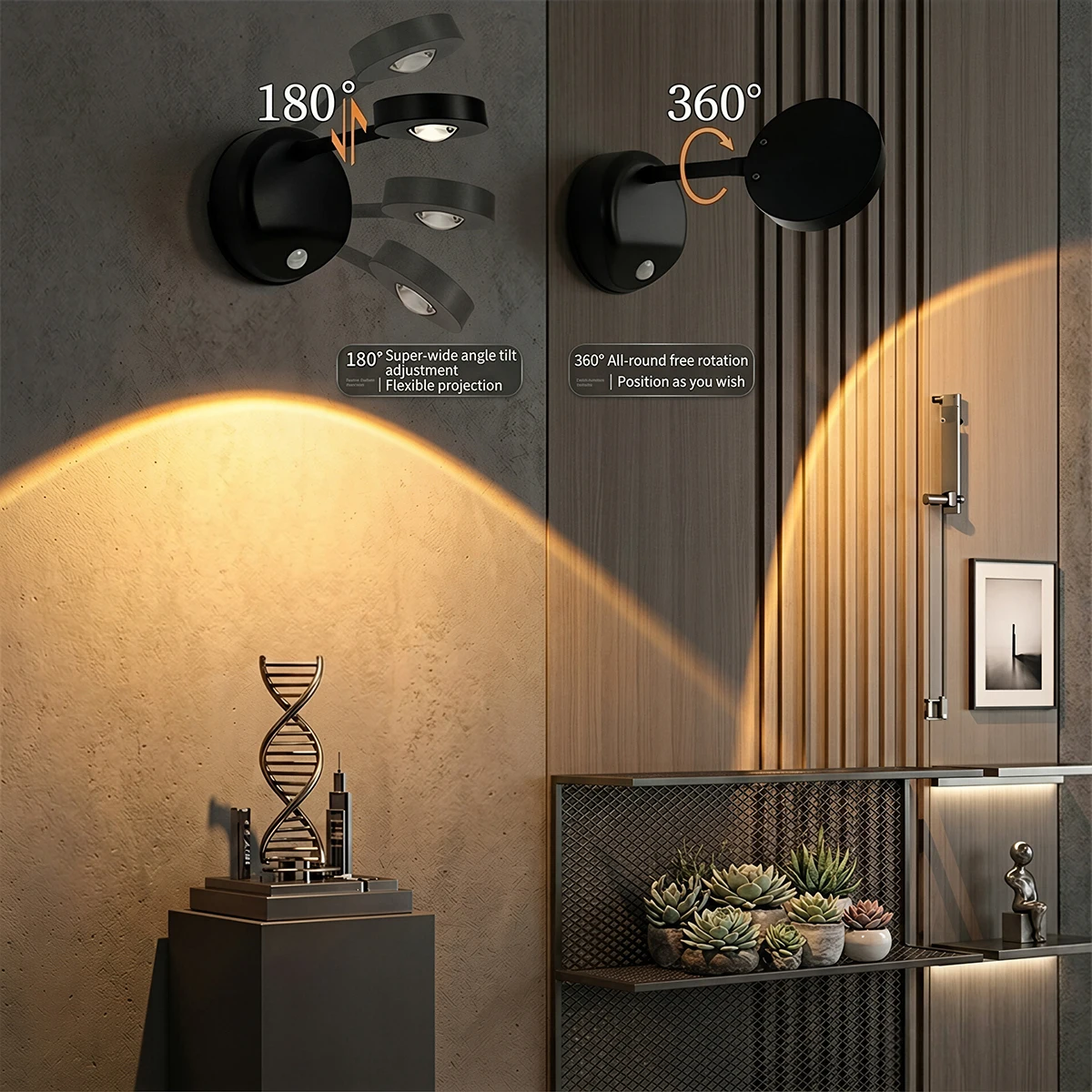 USB Rechargeable 1200mAh LED Wall Light with Motion Sensor Adjustable Brightness 3 Color Options for Home Decorative Lighting
USB Rechargeable 1200mAh LED Wall Light with Motion Sensor Adjustable Brightness 3 Color Options for Home Decorative Lighting