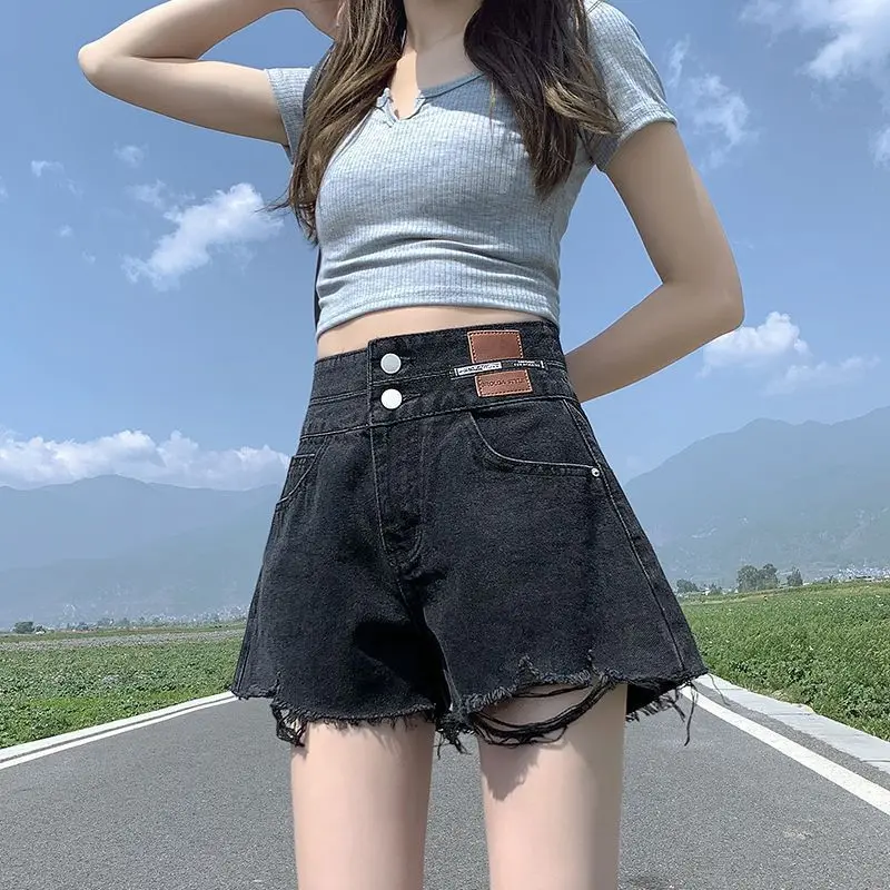 Summer Female Denim Shorts Casual Fashion Ripped Holes High Waist Short Jeans Female Casual Street Wide Leg Short Pants Q641
Summer Female Denim Shorts Casual Fashion Ripped Holes High Waist Short Jeans Female Casual Street Wide Leg Short Pants Q641