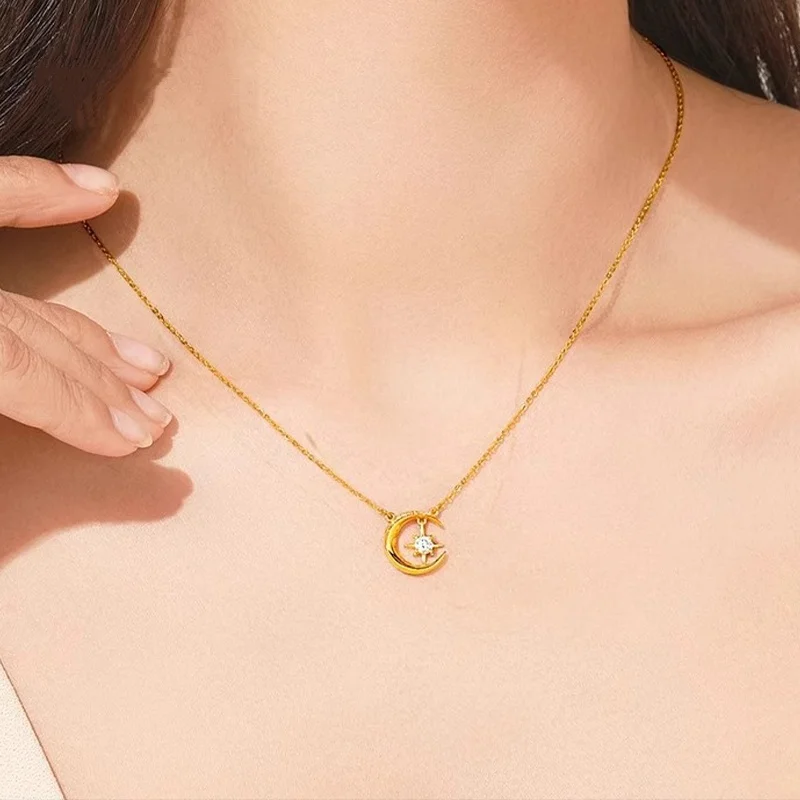 Popular AU999 Star Moon Gold Necklace, Women's Foot Gold Neck Chain Pendant, Pure Gold Lock Bone Chain Set, Gift for Girlfriend
Popular AU999 Star Moon Gold Necklace, Women's Foot Gold Neck Chain Pendant, Pure Gold Lock Bone Chain Set, Gift for Girlfriend