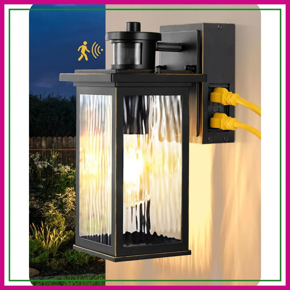 Motion Sensor Outdoor Wall Light with GFCI Outlet, Water Ripple Glass, Dusk to Dawn, Waterproof for Porch Garage Patio
Motion Sensor Outdoor Wall Light with GFCI Outlet, Water Ripple Glass, Dusk to Dawn, Waterproof for Porch Garage Patio