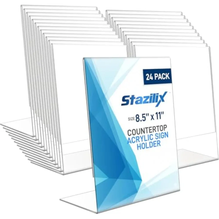 24 Pack Acrylic Sign Holder 8.5x11 Standing L-Shape Vertical Menu Holder Stand Flyer Display Stand Table Paper Holder Plastic S
24 Pack Acrylic Sign Holder 8.5x11 Standing L-Shape Vertical Menu Holder Stand Flyer Display Stand Table Paper Holder Plastic S