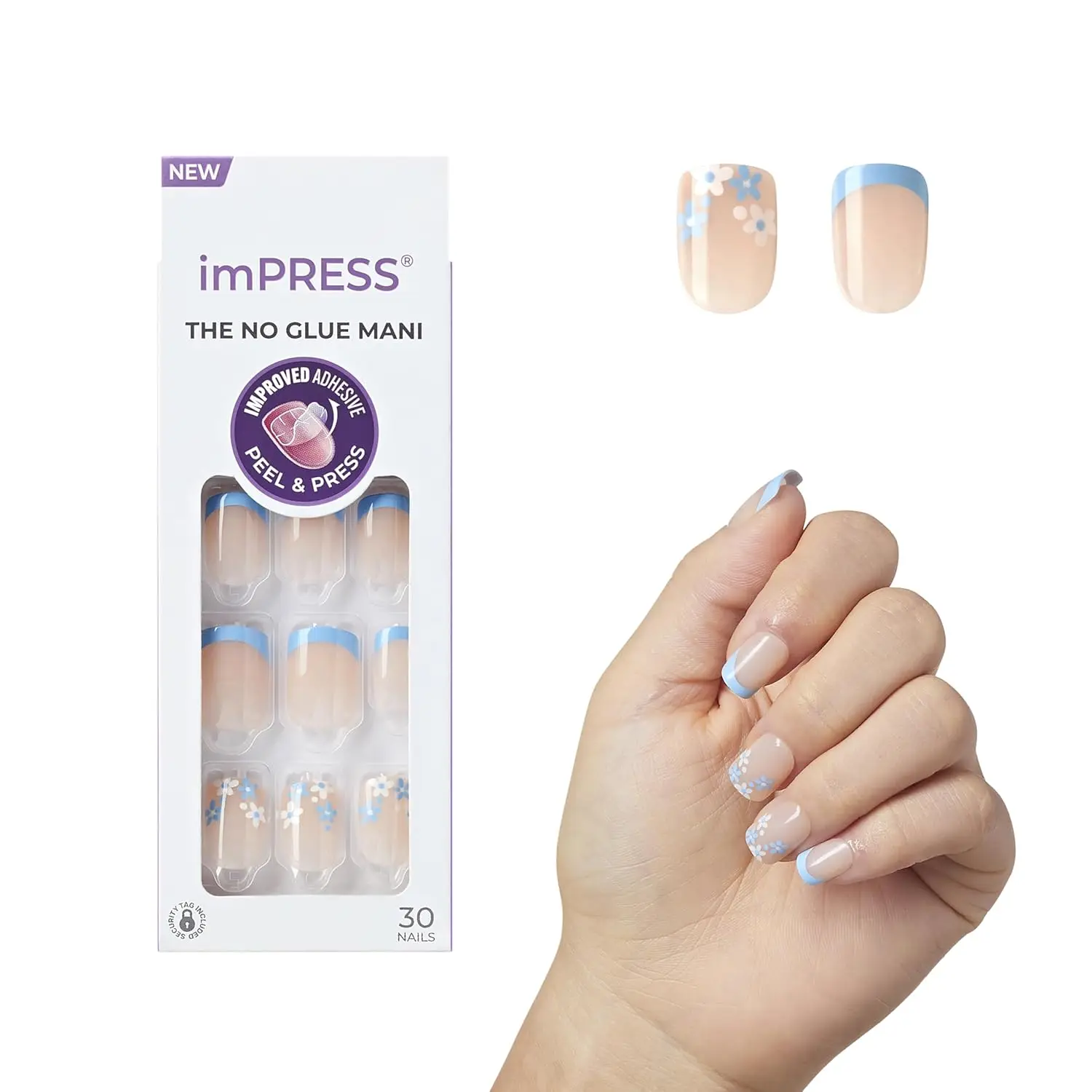 No Glue Press On Nails, French Blue, Short Squoval, 30 Pcs with Prep Pad & File
No Glue Press On Nails, French Blue, Short Squoval, 30 Pcs with Prep Pad & File