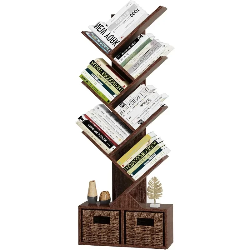 Tree Bookshelf, 6 Tier Bookshelf with Storage, Tall Narrow Bookcase, Rustic Wood Book Storage Rack for CDs/Books, Small Book
Tree Bookshelf, 6 Tier Bookshelf with Storage, Tall Narrow Bookcase, Rustic Wood Book Storage Rack for CDs/Books, Small Book