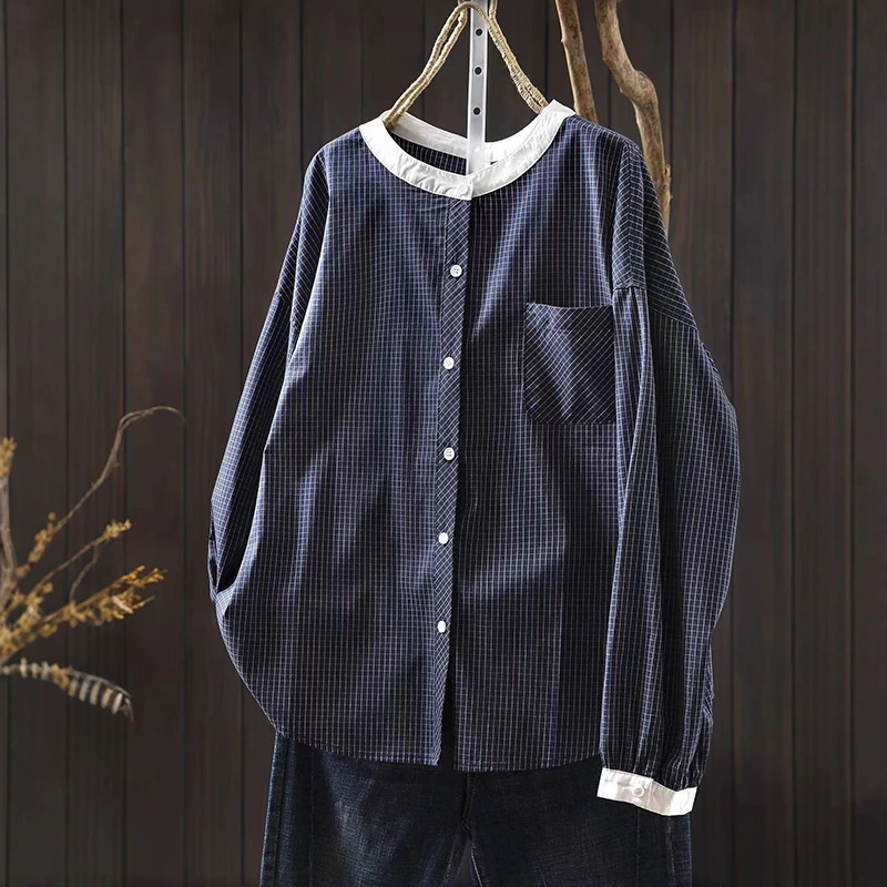 Women Long Sleeve Casual Shirt New Arrival 2025 Autumn Simple Style O-neck Vintage Plaid Female Basics Tops Shirts T781
Women Long Sleeve Casual Shirt New Arrival 2025 Autumn Simple Style O-neck Vintage Plaid Female Basics Tops Shirts T781