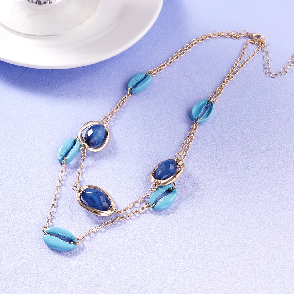 Bohemian Adjustable Necklace Fashionable Stainless Steel Double-Layer Blue Design Chain Travel Accessories
Bohemian Adjustable Necklace Fashionable Stainless Steel Double-Layer Blue Design Chain Travel Accessories