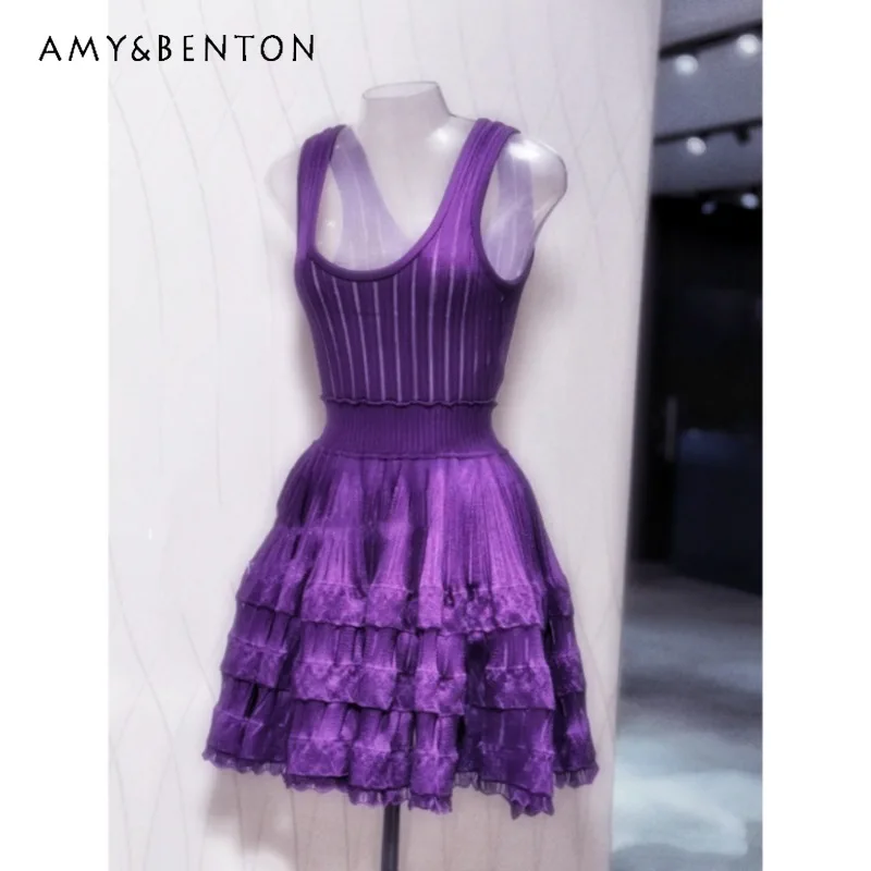 French U-neck Design Solid Color Hollow Out Women's Dress 2026 Summer New Fashion Temperament Sleeveless Short Dresses Ladies
French U-neck Design Solid Color Hollow Out Women's Dress 2026 Summer New Fashion Temperament Sleeveless Short Dresses Ladies