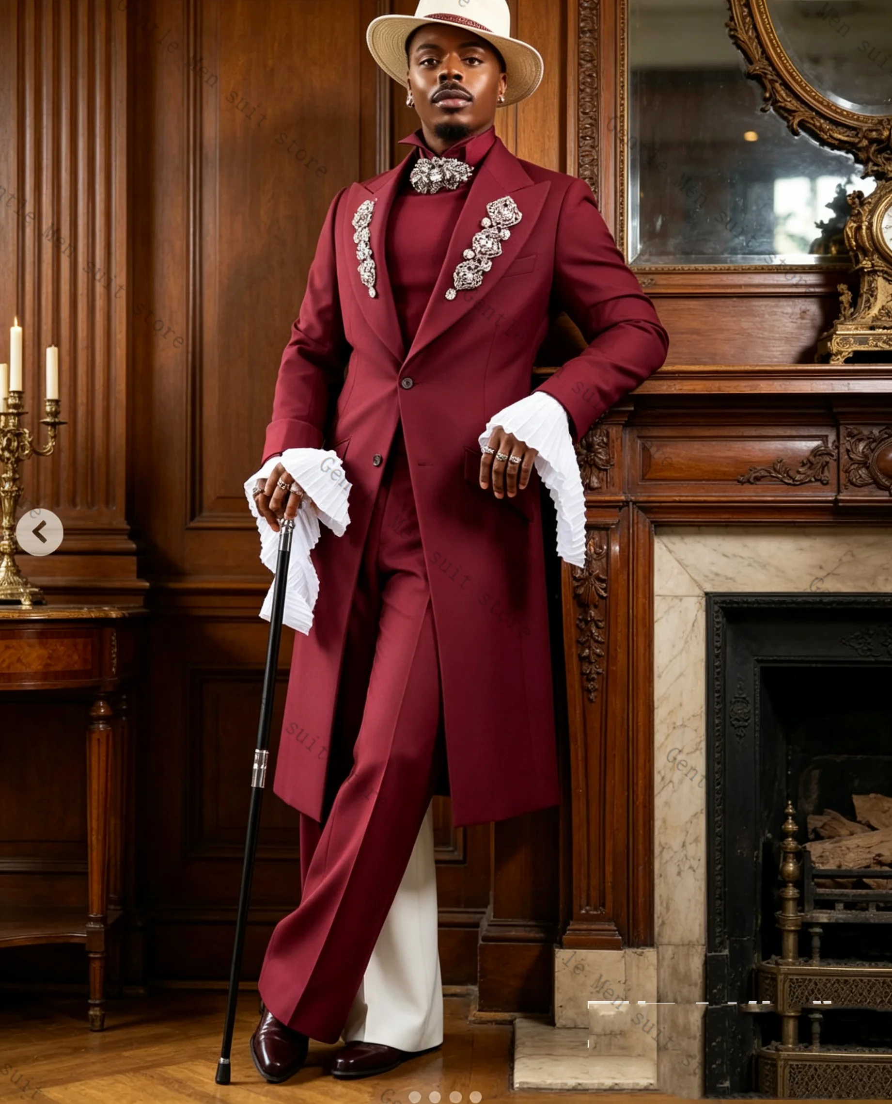 Long Men Suit Set 2 Pcs Blazer+Pants Trousers Cotton Crystals Wedding Tuxedos Formal Office Business Jacket Coat Customized
Long Men Suit Set 2 Pcs Blazer+Pants Trousers Cotton Crystals Wedding Tuxedos Formal Office Business Jacket Coat Customized