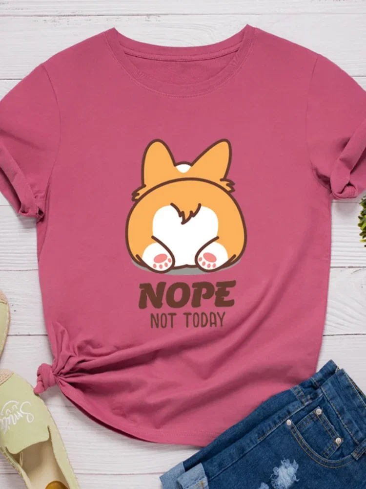 Nope Not Today Cute Corgi Dog Print Women T Shirt Short Sleeve O Neck Loose Women Tshirt Ladies Tee Shirt Tops Camisetas Mujer
Nope Not Today Cute Corgi Dog Print Women T Shirt Short Sleeve O Neck Loose Women Tshirt Ladies Tee Shirt Tops Camisetas Mujer