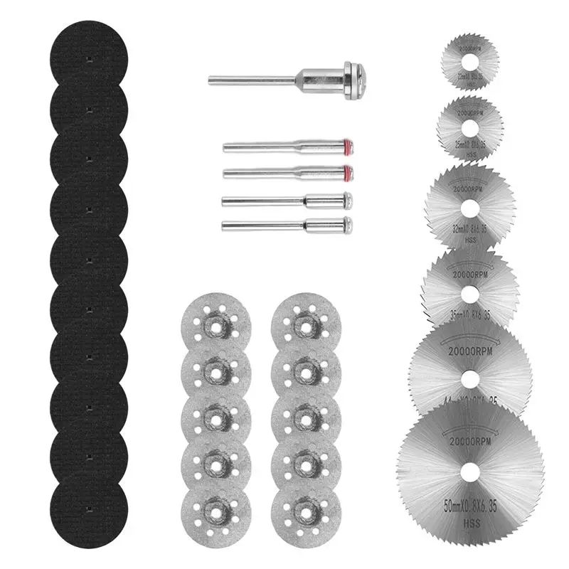 AT29-31Pcs Cutting Discs For Dremel Rotary Tool Diamond Cutting Wheel And HSS Circular Saw Blades And Resin Cutting Wheels
AT29-31Pcs Cutting Discs For Dremel Rotary Tool Diamond Cutting Wheel And HSS Circular Saw Blades And Resin Cutting Wheels