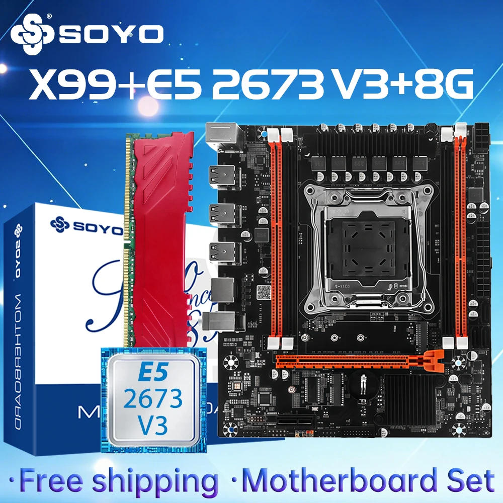 SOYO X99 D3 Gaming Motherboard Set With Intel LGA2011-3 E5 2673 V3 CPU DDR3 1*8GB ECC RAM Memory M.2 NVME Computer components
SOYO X99 D3 Gaming Motherboard Set With Intel LGA2011-3 E5 2673 V3 CPU DDR3 1*8GB ECC RAM Memory M.2 NVME Computer components