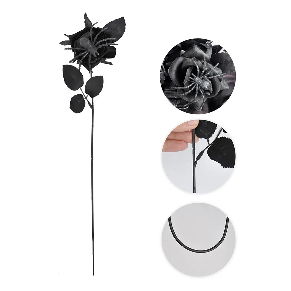 38cm Halloween Artificial Rose Realistic Simulation Spider Rose Bouquet Handmade Gothic Fake Flower Halloween Party Props
38cm Halloween Artificial Rose Realistic Simulation Spider Rose Bouquet Handmade Gothic Fake Flower Halloween Party Props