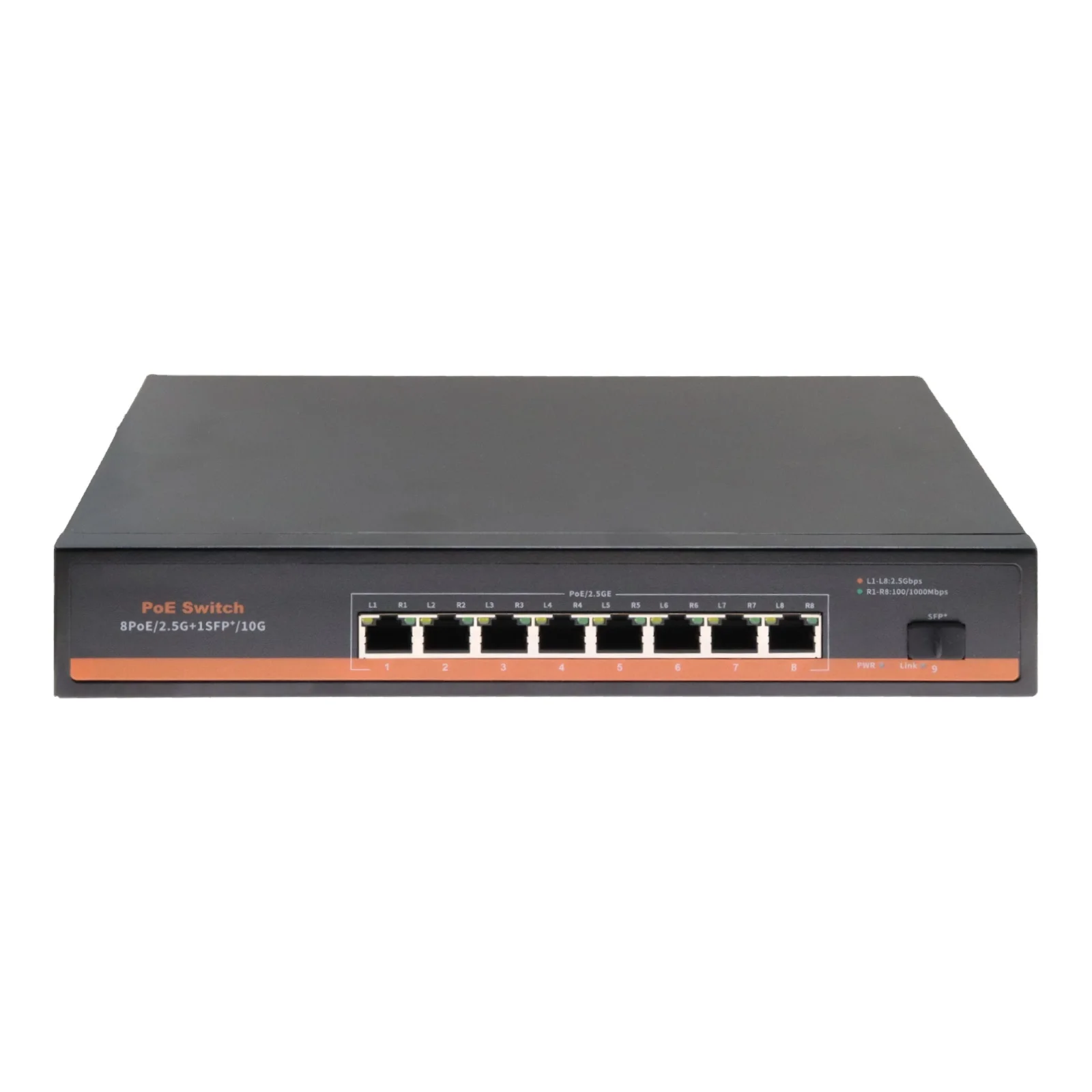 8 X 2.5Gbps RJ45 PoE Ports + 1 X 10G SFP+ Fiber Port Unmanaged Ethernet PoE Switch
8 X 2.5Gbps RJ45 PoE Ports + 1 X 10G SFP+ Fiber Port Unmanaged Ethernet PoE Switch