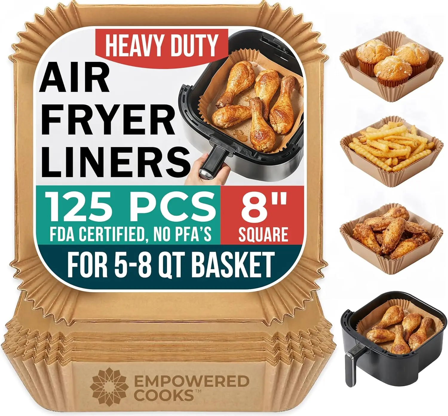 125 Disposable Square Air Fryer Liners 8 Inch Food Grade Easy Cleanup Parchment Sheets for Baking
125 Disposable Square Air Fryer Liners 8 Inch Food Grade Easy Cleanup Parchment Sheets for Baking
