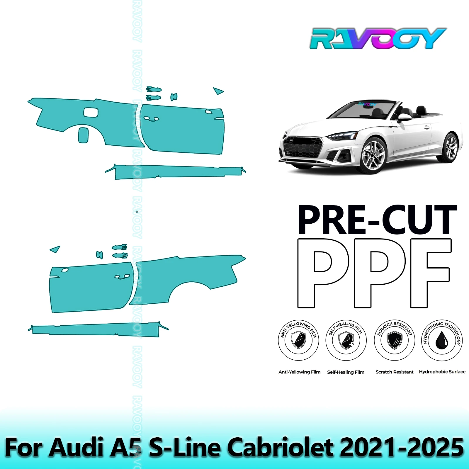 For Audi A5 S-Line Cabriolet 2021-2025 8.5mil Clear Matte Pre-Cut PPF Door & A/B Pillar Kit TPU Paint Protection Film Set
For Audi A5 S-Line Cabriolet 2021-2025 8.5mil Clear Matte Pre-Cut PPF Door & A/B Pillar Kit TPU Paint Protection Film Set