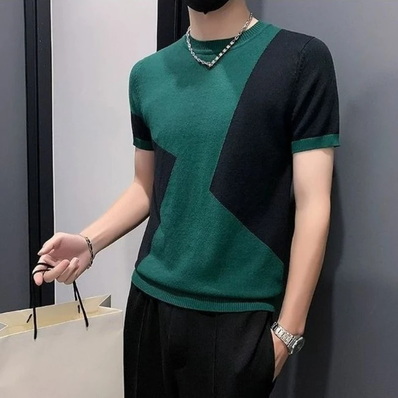 New Men's Fashion T Shirt Stretch Knit Breathable Ice Silk Fabric Light Luxury Casual Summer Tee
New Men's Fashion T Shirt Stretch Knit Breathable Ice Silk Fabric Light Luxury Casual Summer Tee