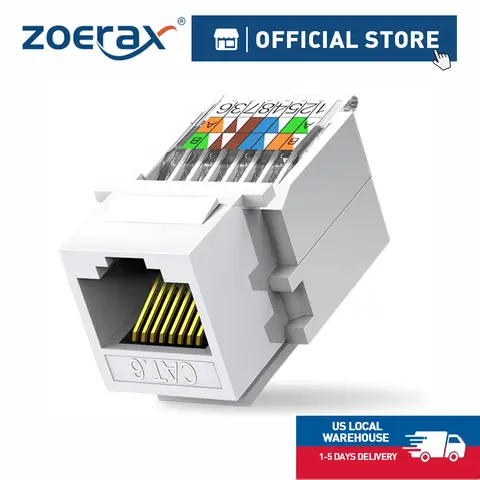 ZoeRax 12/24PCS Cat6 Cat5e RJ45 Toolless Keystone Acoplador Fêmea para Fêmea Módulo Ethernet Jack (Compatível com Painel de Patch)