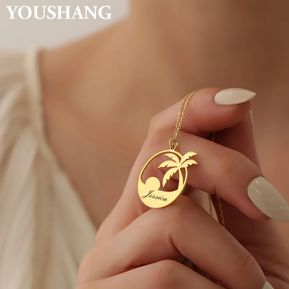 Custom Name Necklace Personalized Stainless Steel Palm Tree Pendant A Romantic Gift for Beach Vacation Enthusiasts.
Custom Name Necklace Personalized Stainless Steel Palm Tree Pendant A Romantic Gift for Beach Vacation Enthusiasts.