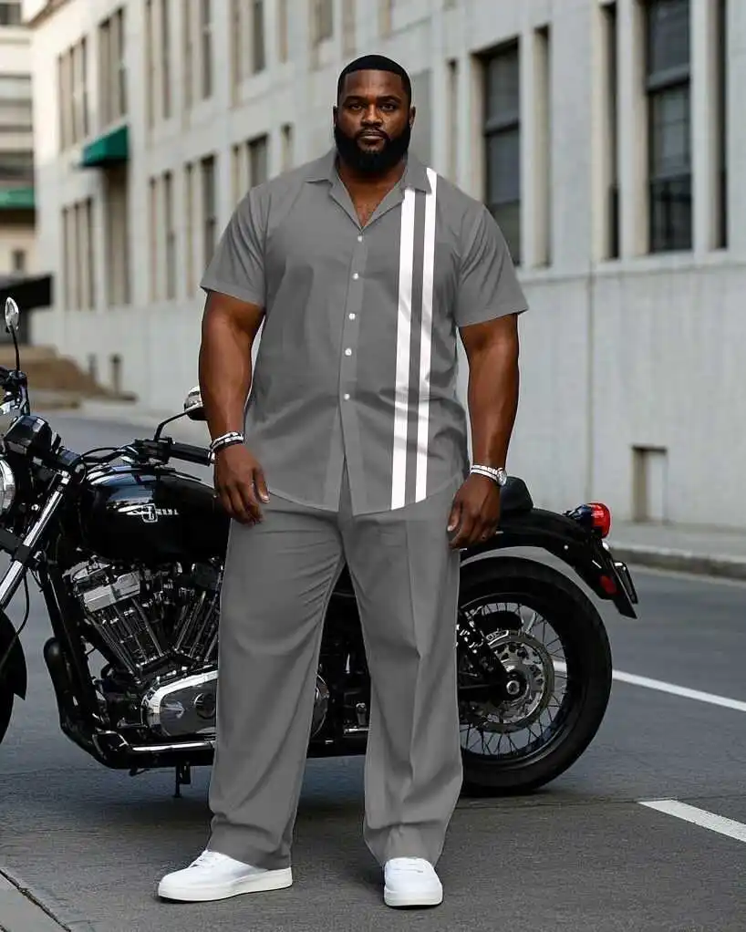 S-9XL Plus Size Men's Plaid Striped Print Shirt & Pants Set, Oversized Casual 2-Piece Summer Outfit for Streetwear & Daily Wear
S-9XL Plus Size Men's Plaid Striped Print Shirt & Pants Set, Oversized Casual 2-Piece Summer Outfit for Streetwear & Daily Wear
