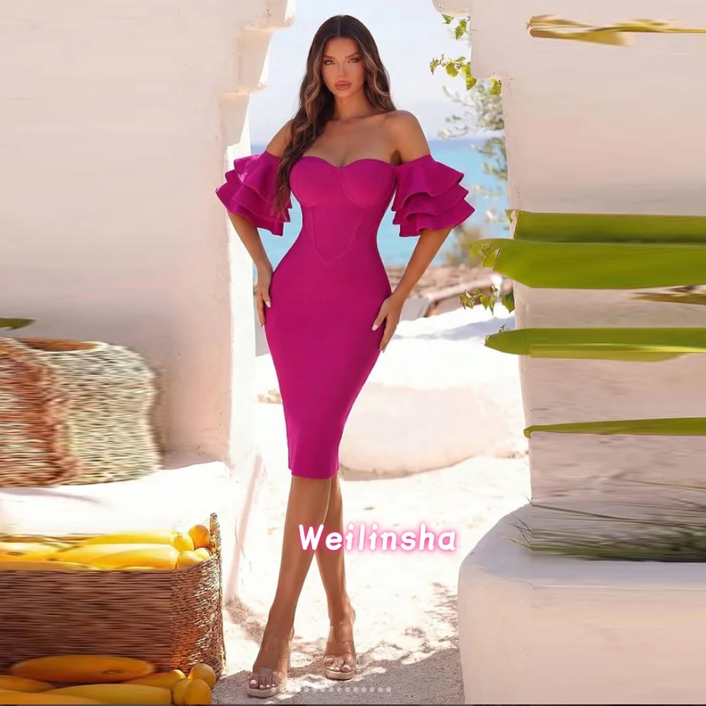 Customized Sexy Short Off Shoulder Ruffled Mother of The Bride Dress Short Sleeves Satin Elegant Ruched Wedding Guest Gown
Customized Sexy Short Off Shoulder Ruffled Mother of The Bride Dress Short Sleeves Satin Elegant Ruched Wedding Guest Gown