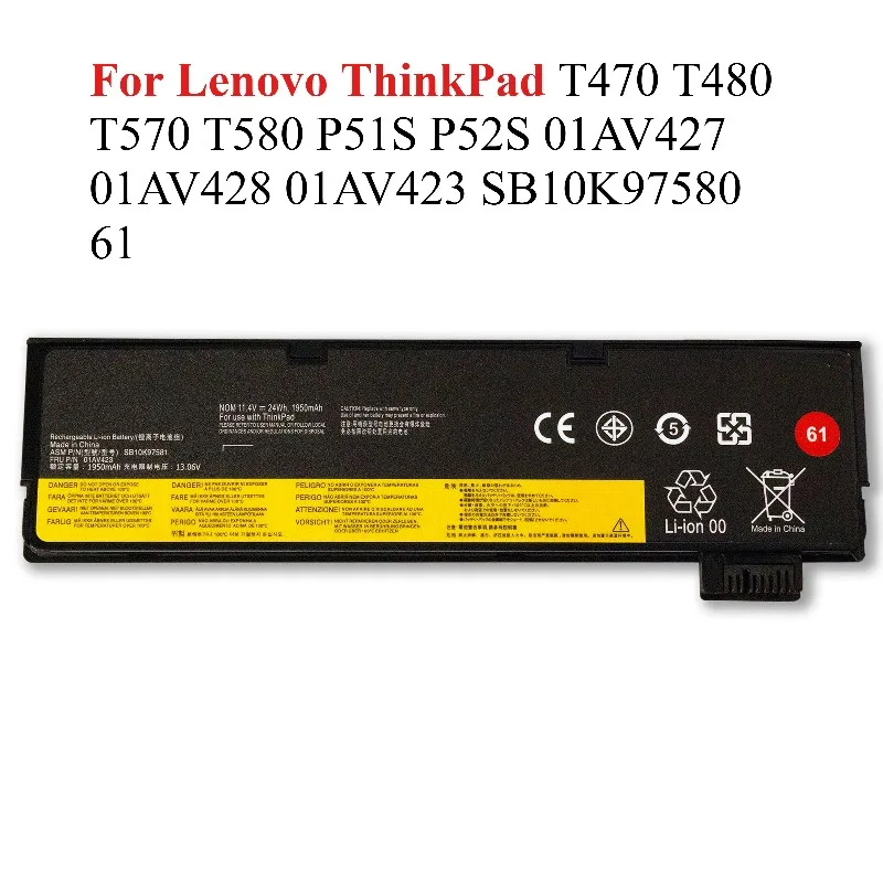 High-Quality laptop battery for Lenovo ThinkPad T470 T480 T570 T580 P51S P52S 01AV427 01AV428 01AV423 SB10K97580 61
High-Quality laptop battery for Lenovo ThinkPad T470 T480 T570 T580 P51S P52S 01AV427 01AV428 01AV423 SB10K97580 61
