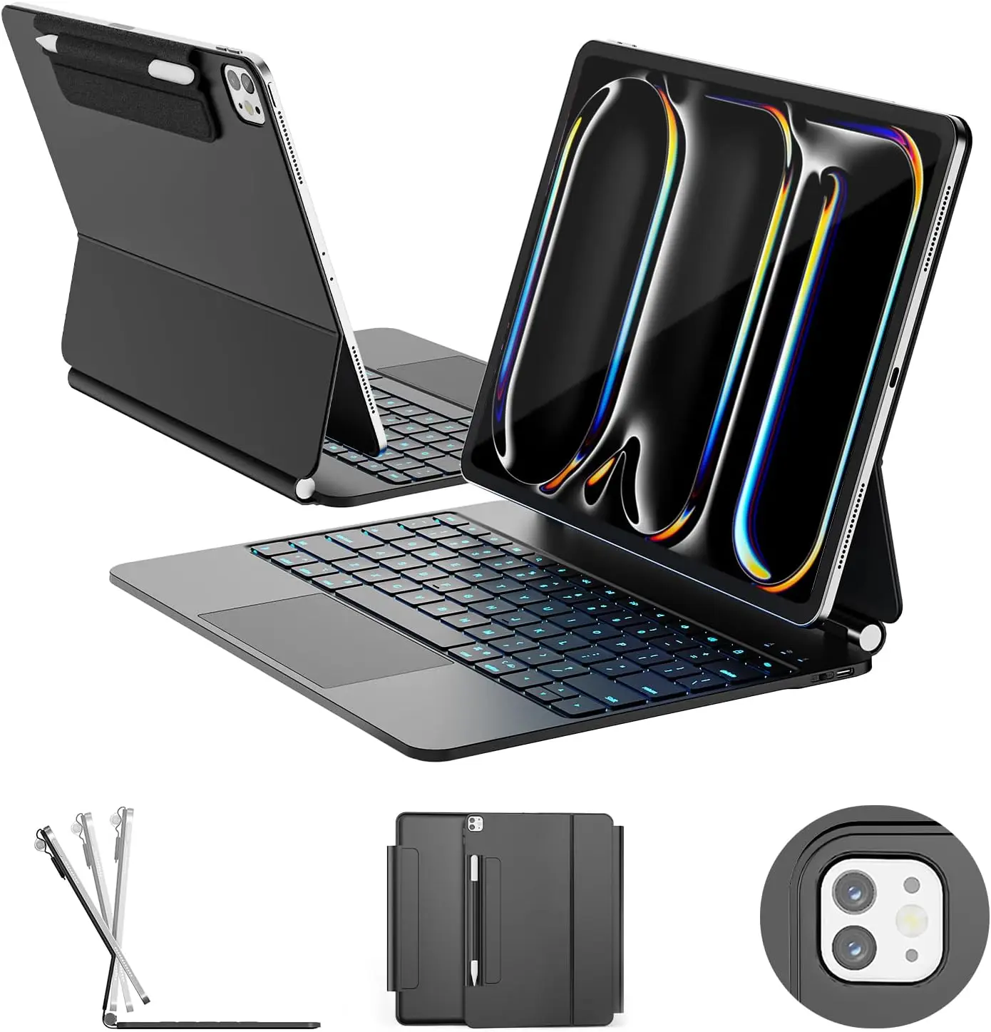 Keyboard Case for iPad Pro 13-inch M5/M4 2025/2024, 11-Color Backlit, Multi-Touch Trackpad, Black
Keyboard Case for iPad Pro 13-inch M5/M4 2025/2024, 11-Color Backlit, Multi-Touch Trackpad, Black