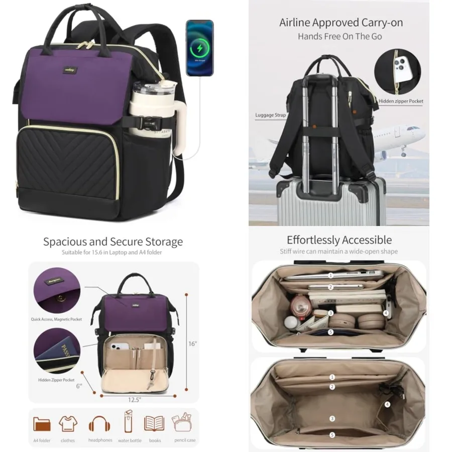 Computer Backpack for Women, Work Bag Laptop Bookbag with Cup Holder and USB Charger for Teacher Nurse College Travel Back Pack
Computer Backpack for Women, Work Bag Laptop Bookbag with Cup Holder and USB Charger for Teacher Nurse College Travel Back Pack